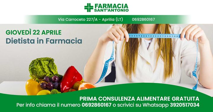 Dietista in Farmacia: Prima Consulenza Alimentare GRATUITA